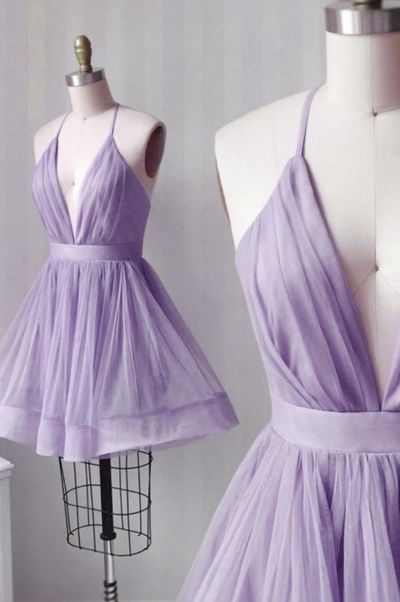 Cute v neck tulle short prom dress homecoming dress gh865