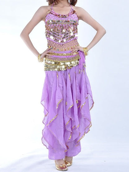 Belly Dance Sleeveless Top Coin Beading Sequin Women's Performance With Beading & Sequin & Coin