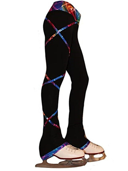 Figure Skating Pants Women's Girls' Dancewear Fleece Spandex High Elasticity Patchwork Ice Skating Leggings