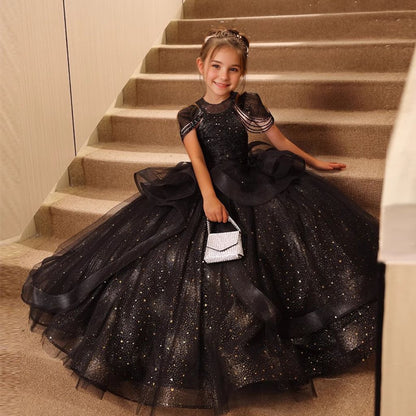 Ball Gown Off-the-Shoulder Beading Girl Party Dresses with Rhinestone