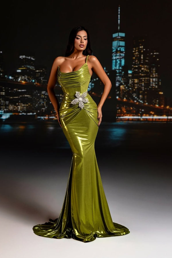 edgynewlook One Shoulder Long Mermaid Prom Dress with Sequins