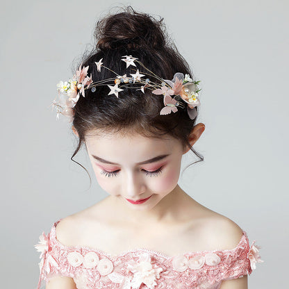 Cute Pretty Pink Star Flower Headpiece Accessories with Pearl