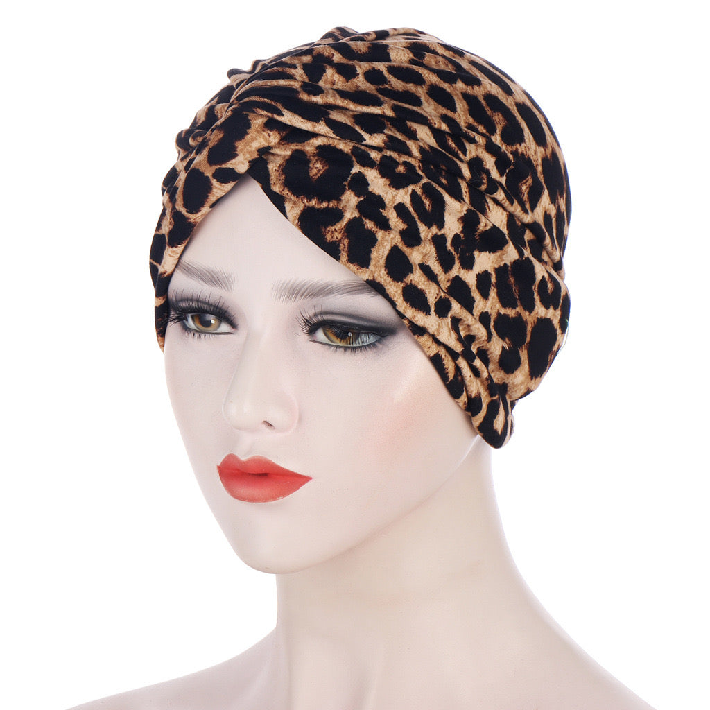 Women Muslim Daily Folding Cross Knotted Hair Elastic Bandanas Turban