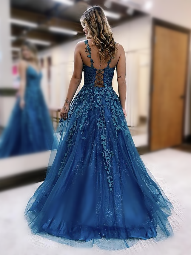 A-Line/Princess Spaghetti Straps Floor-length Long Prom Dresses ...