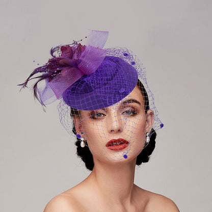 Fascinators Net Funeral Horse Race With Feather Flower Headpiece