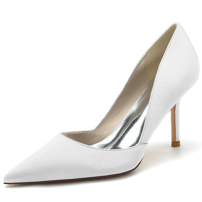 Women's Wedding Shoe Stiletto Silk Satin Pointed Toe Minimalist Bridal Shoes