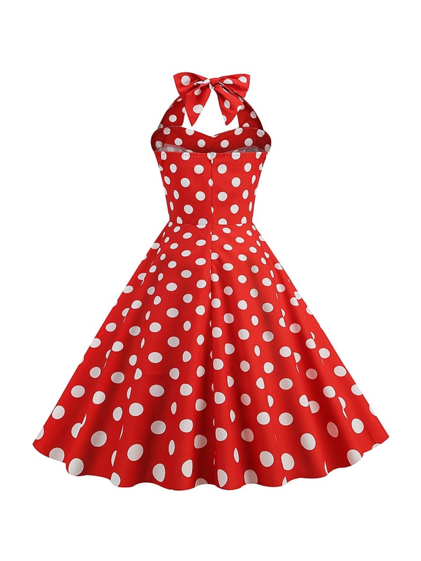 A-Line/Princess Halter Sleeveless Tea-Length Vintage Dress With Bowknot