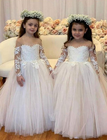 Ball Gown Tulle Flower Girl Dresses with Applique