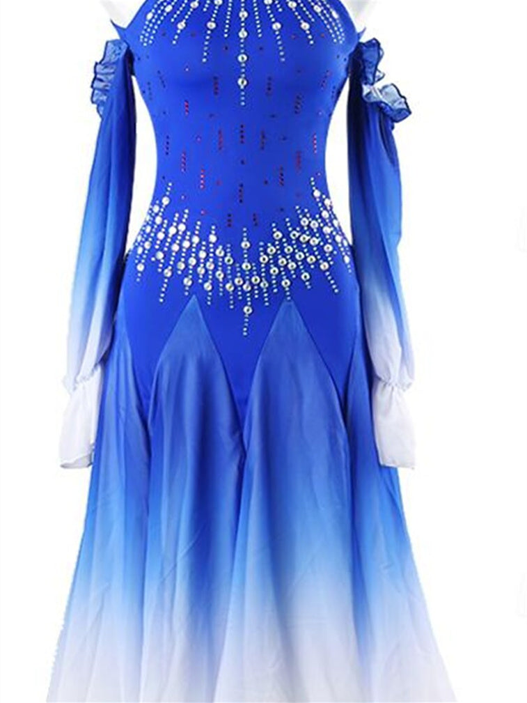 Women's Dancewear Ballroom Dance Dress Rhinestone Women's Performance  Long Sleeve