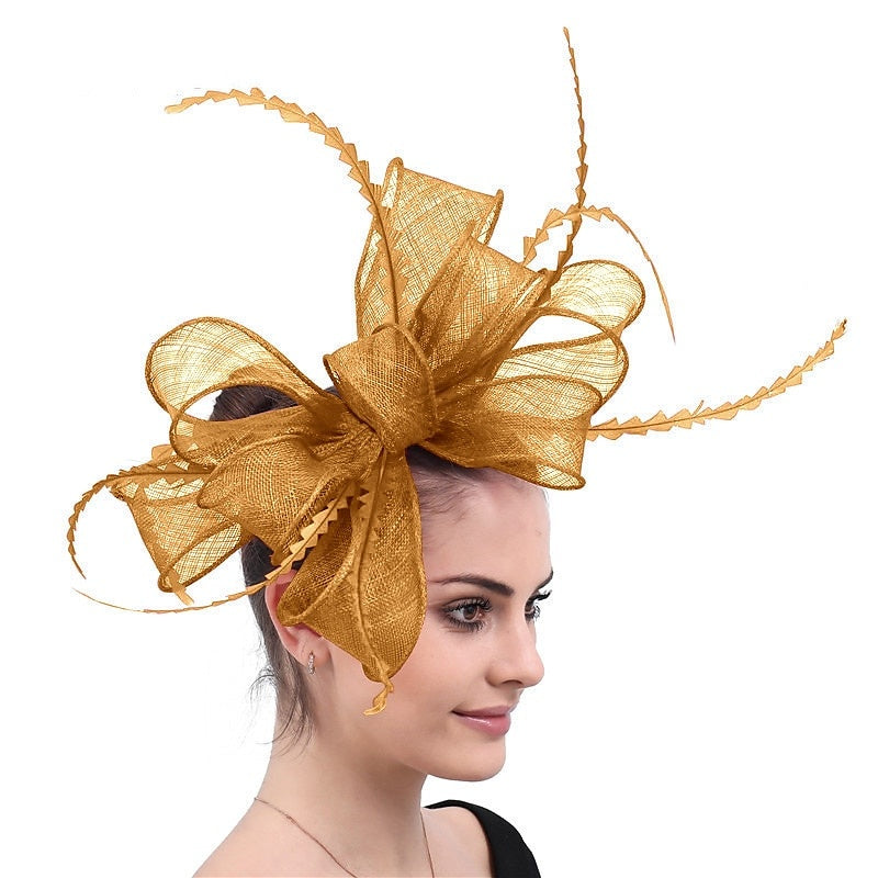 Elegant Net Saucer Hat Fascinator Hats Headpiece Flower Feather & Bowknot