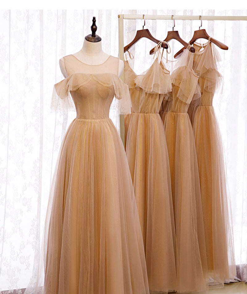 High quality A line tulle long prom dress bridesmaid dress  8370