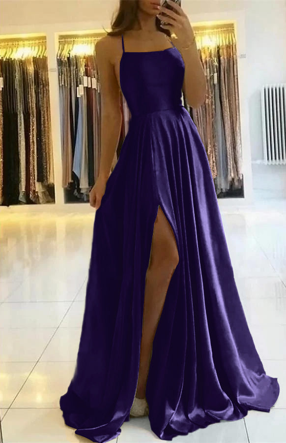 Spaghetti-Straps Prom Dress With Slit PD0178