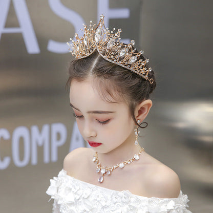 Children's Dress Accessories Vintage Elegant Crystal Crown Headpiece