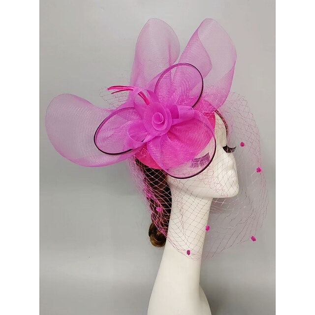 Noble Fascinators Net Wedding Horse Race Hats Flower Headpiece & Knot Bow