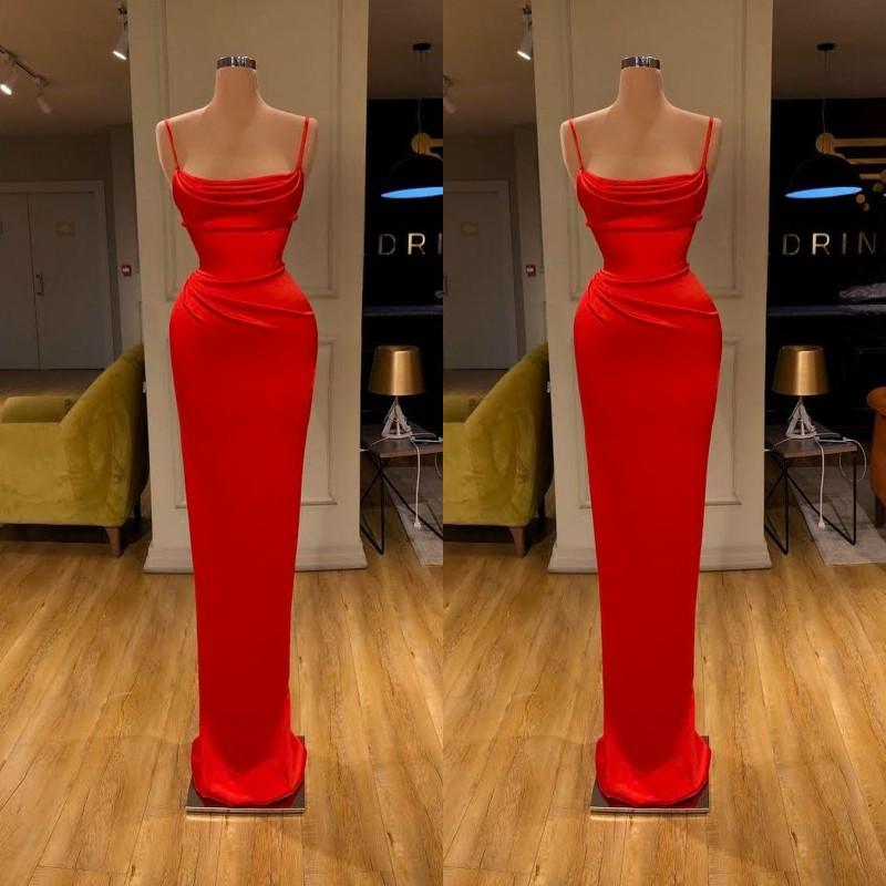 Red Spaghetti-Straps Mermaid Prom Dress PD0203