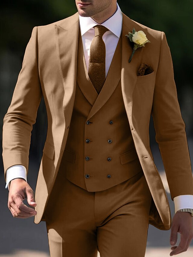 Men's Tailored Fit Single Breasted Two-buttons 3 Pieces Wedding Suits