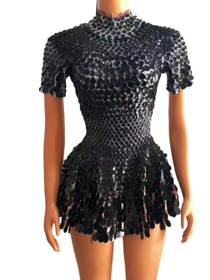 Column/Sheath High Neck Sequins Short/Mini Costume Vintage Party Dresses