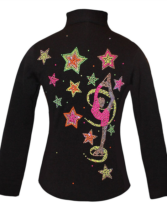 Figure Skating Fleece Jacket Women's Girls' Ice Dancewear  Stretchy Crystal/Rhinestone Long Sleeve Ice Skating Jacket