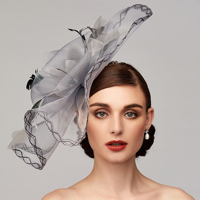 Flowers Feather Net Kentucky Derby Hat Fascinators Headpiece with Feather