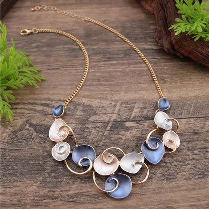 Fashionable Art Enamel Irregular Cutout Petal Alloy Necklace