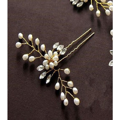 Bride Hairpin Jewelry Pearl Crystal Beaded Hairpin