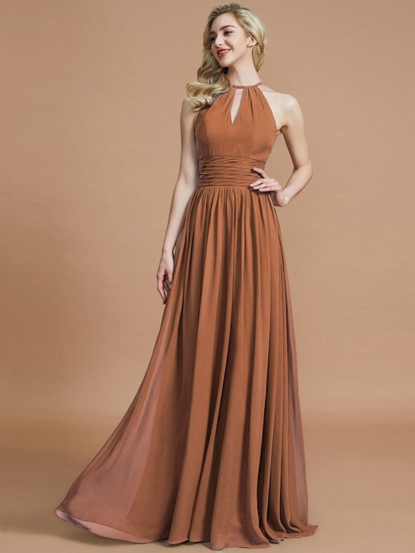 Amazing Chiffon Scoop Sleeveless Bridesmaid Dresses