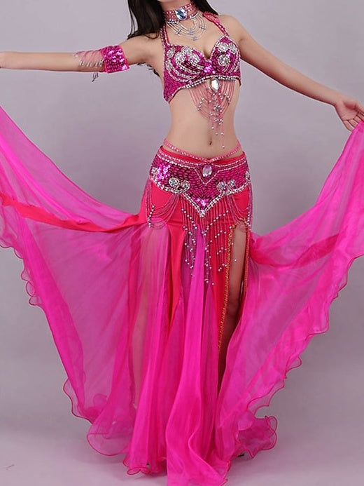 Belly Dance Costumes Sleeveless Skirts Women's Performance With Crystals / Rhinestones & Paillette