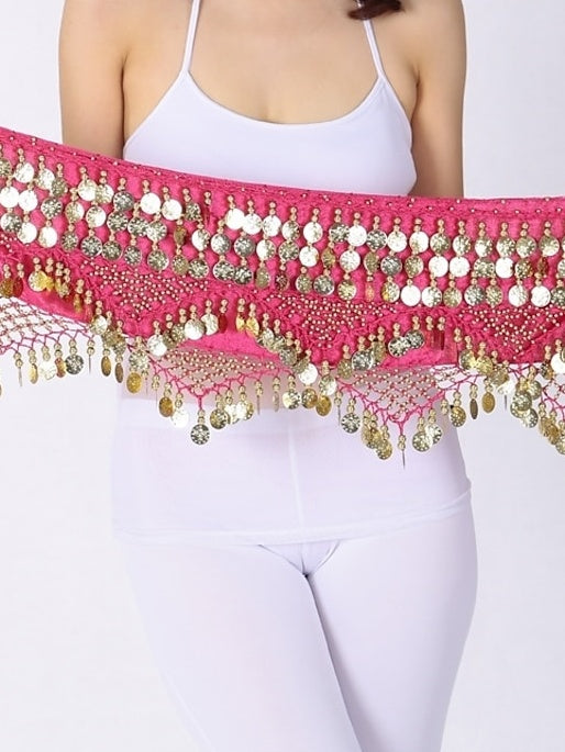 Belly Dance Hip Scarves Women's Performance Polyster Paillette Hip Scarf