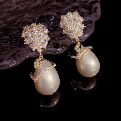 Luxury Champagne Artificial Pearl Earrings