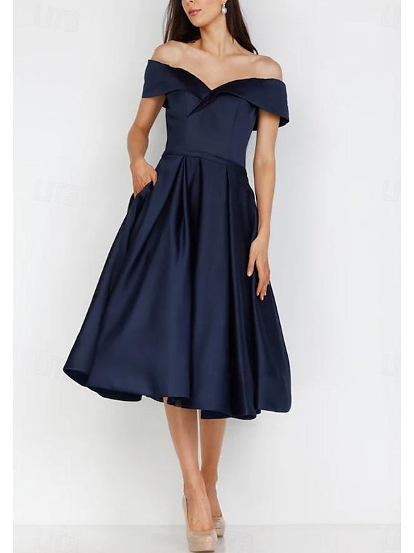 A-Line/Princess Sweetheart Sleeveless Tea Length Cocktail Dresses with Ruched