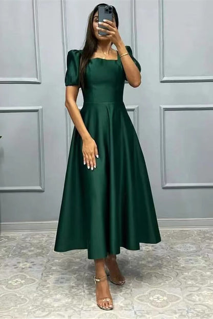 Elegant Online Square A-Line Prom Dress With Short Sleeves ED0177