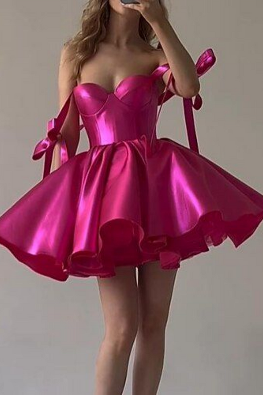 Satin Belt Short Homecoming Dress Sweetheart Prom Dress for Women HC0002