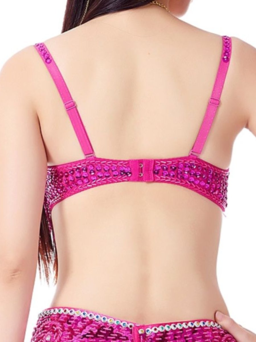 Belly Dancewear Rhinestone Tassel Sleeveless Spaghetti Straps Bra