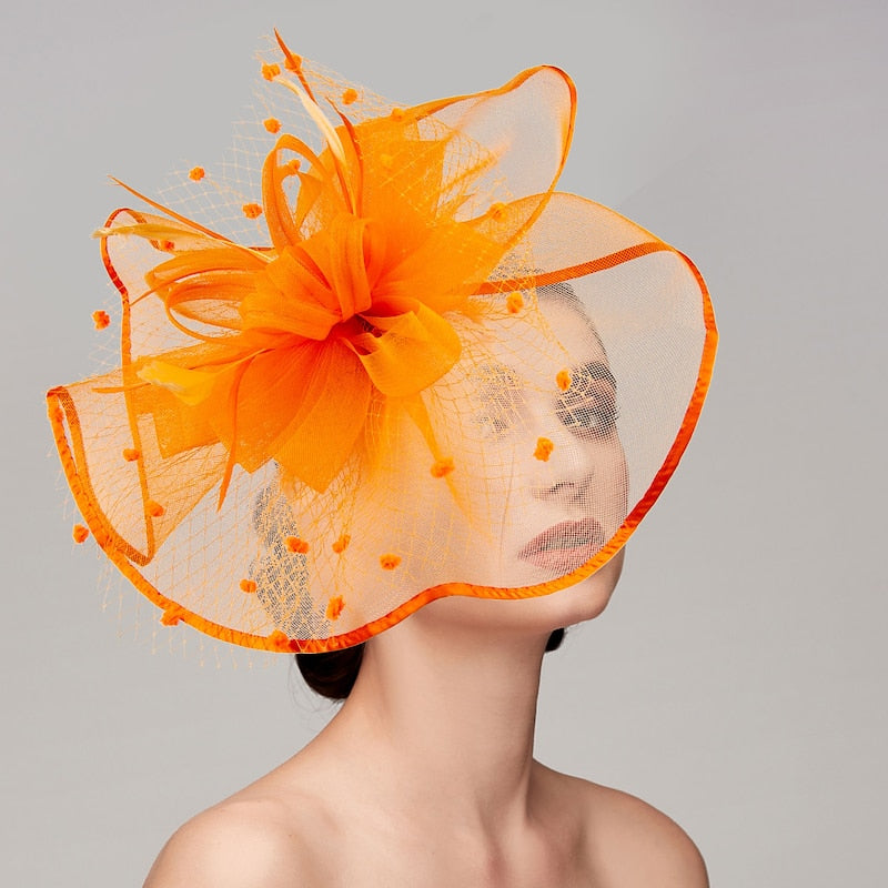 Elegant Retro Melbourne Hat Fascinators Headpiece with Feather & Flower