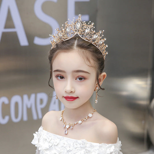 Children's Dress Accessories Vintage Elegant Crystal Crown Headpiece