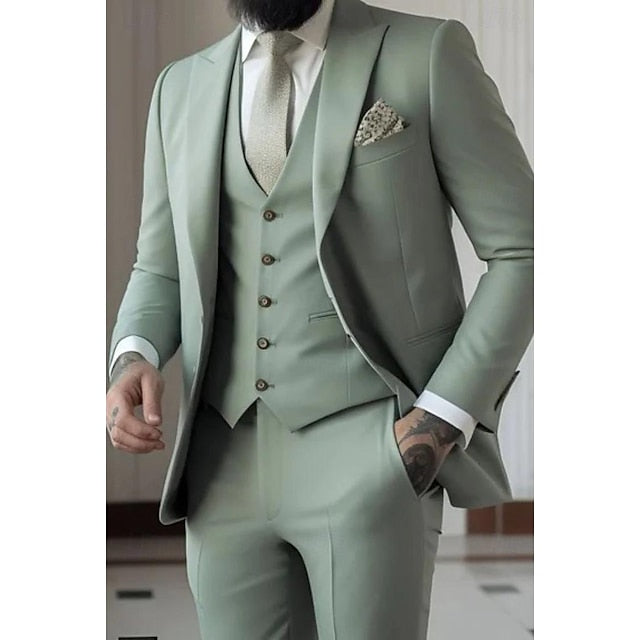 Men's Tailored Fit Single Breasted One-button 3 Pieces Wedding Suits