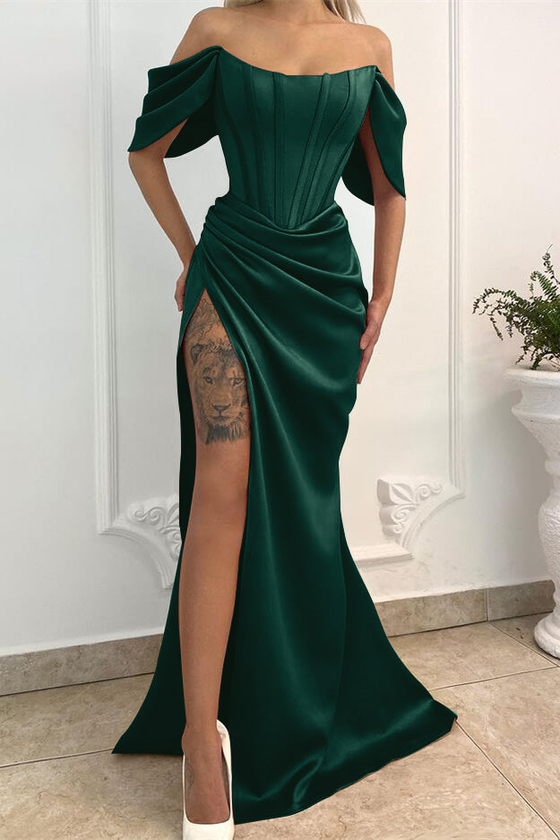 Off-the-Shoulder Long Mermaid Prom Dress With Split ED0223