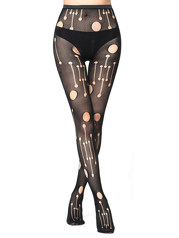 Dance Accessories Socks Printing Hollow-out Pure Color Women's Party  Polyester Sexy Stockings