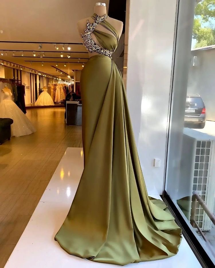 edgynewlook Stain Stunning Beading Sleeveless Long Prom Dress with Ruffle