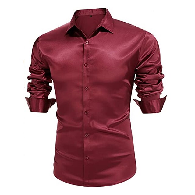 Men's Casual Polyester Long Sleeves Solid Color Shirt