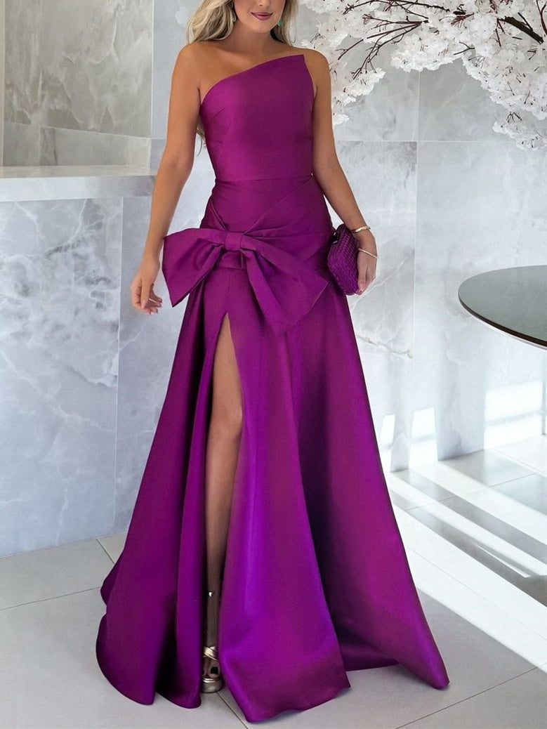 A-Line/Princess One-Shoulder Sleeveless Floor-Length Mother Of The Bride Dresses With Split Side