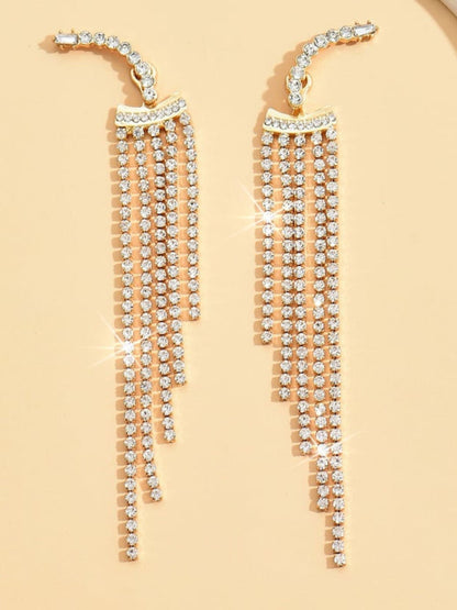 Elegant Luxury Exquisite Tassel Crystal Long Earrings