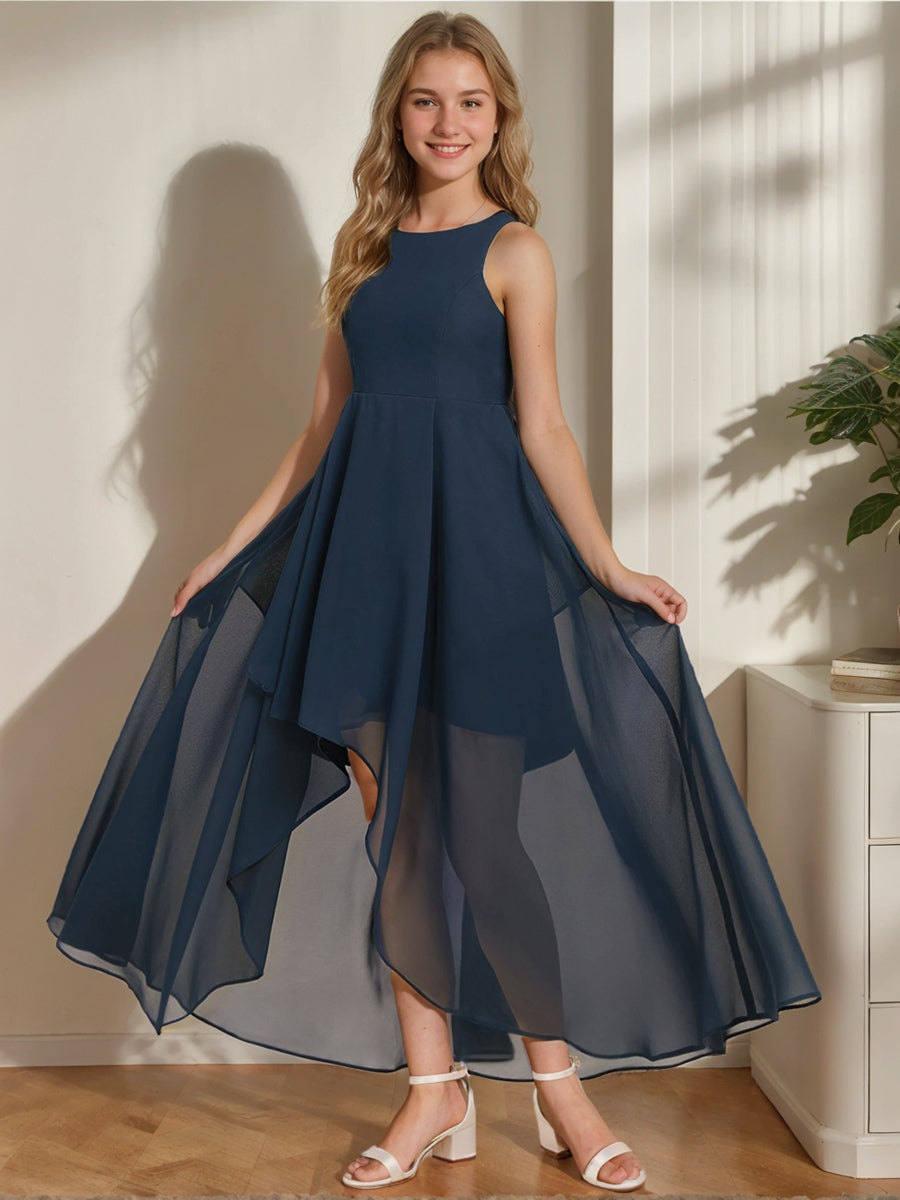 A-Line/Princess Sleeveless High Low Junior Bridesmaid Dresses