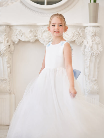 Ball-Gown/Princess 3d Flower Tulle Floor-length Ivory Flower Girl Dress