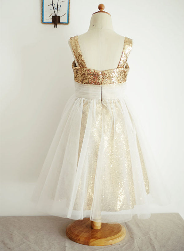 A-Line/Princess Tulle Flower Girl Dresses With Sequins