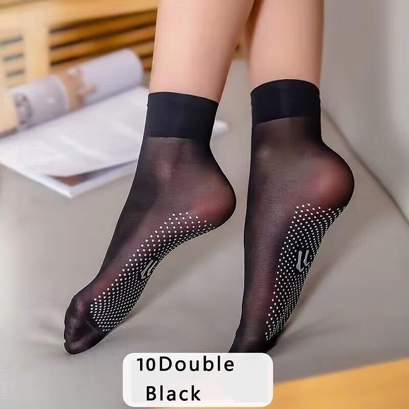 10 Pairs Women's Home Daily Solid Color Spandex Acrylic Fibers Nylon Simple Casual Skidproof Casual Crew Socks