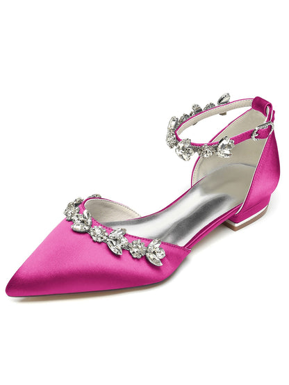 Women's Rhinestone Low Heel Pointed Toe Bridesmaid Shoes