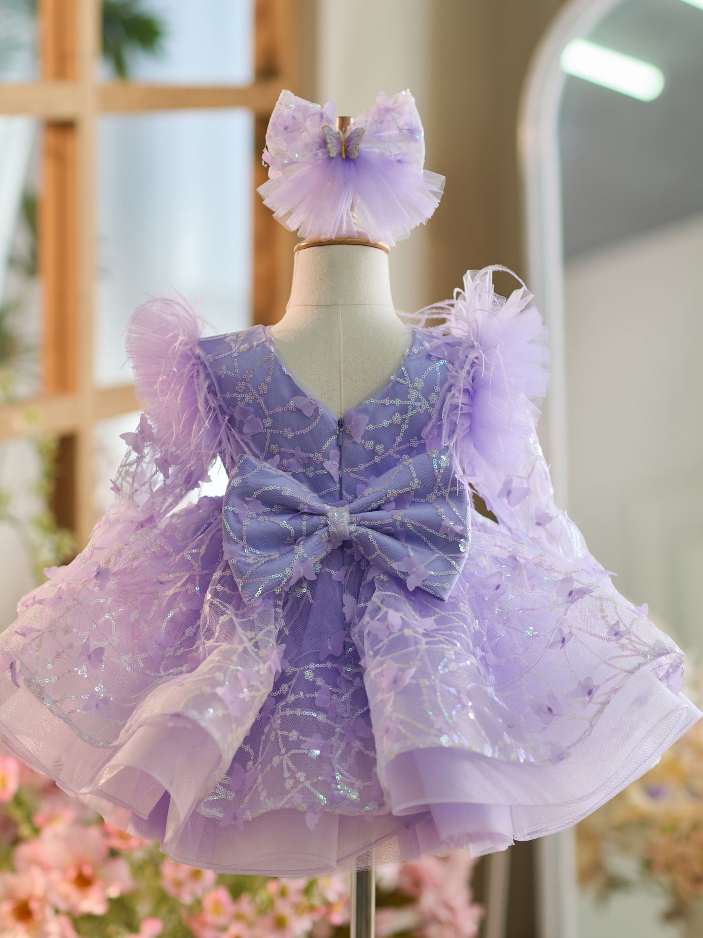 Sequins Tulle Knee-length Baby Girl Dress