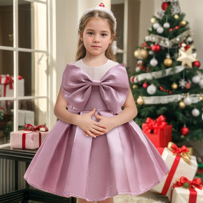 Ball-Gown Scoop Neck Sleeveless Knee-Length Flower Girl Dress with Bow