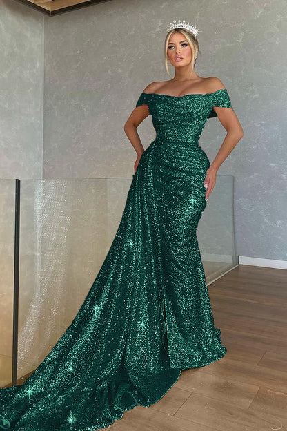 Gorgeous Off-The-Shoulder Strapless Mermaid Prom Dress With Sequins PD0818